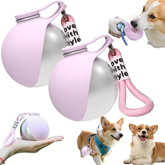 Portable Dog Water Bottle - Foldable Pet Water Bottle for Dogs,2 in 1 Stainless Steel DogWater Dispenser Portable for Small Dog Walking, Hiking & Travel, Leak-Proof & Spill Proof Compact Dogs Travel