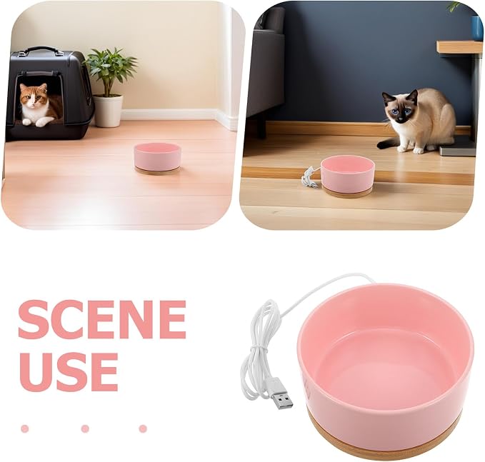 Heated Pet Bowl Constant Temperature Ceramic Round Feeder
