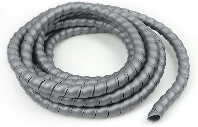 Spiral Cable Wrap, 10ft Cable Sleeves for Cords, Flexible Cable Management Sleeve for Computer, Power, Audio & Video Cords (Grey, 3/8")