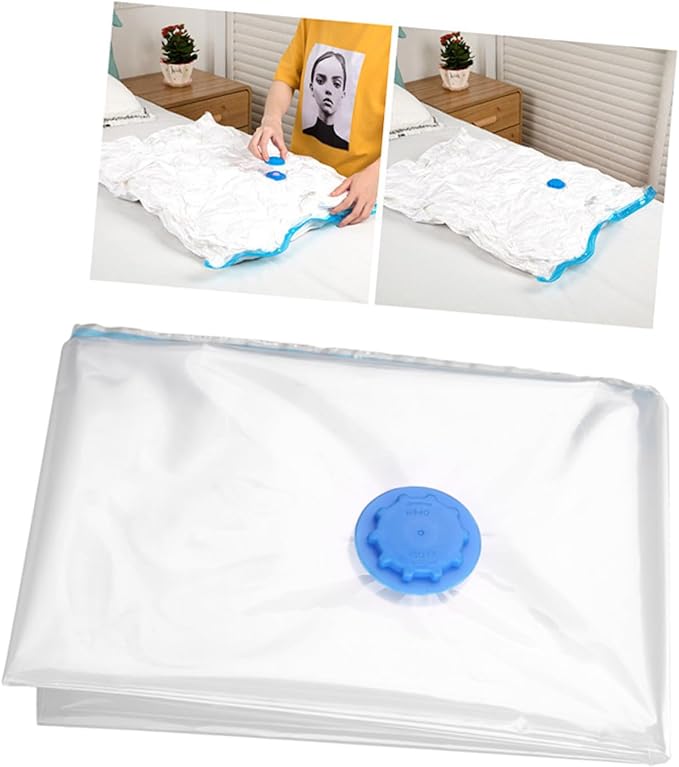 Vacuum Storage Bag 50x70cm for Clothes and Quilts Space Saver | PET and PE Material, Foldable Design, Waterproof Compression, White Color, Organizer for Home Closet Storage