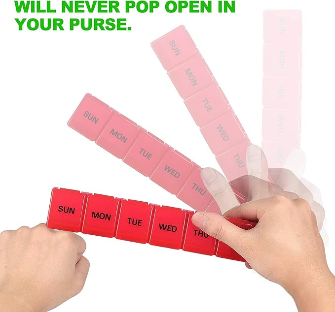 Pill Organizer 7-Day Weekly Pill Organizer | Portable Medicine, Daily Pill Cases for Pills/Vitamin/Fish Oil/Supplements