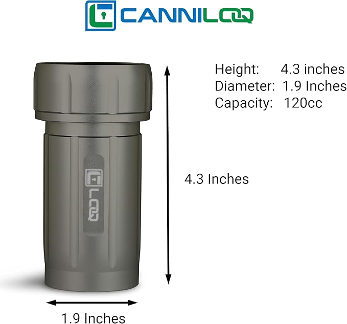 TXD120 Airtight Storage Jar and Smell Proof Container Keeps Herbs Fresh for Months, 120ml, Gray Body, Gray Cap