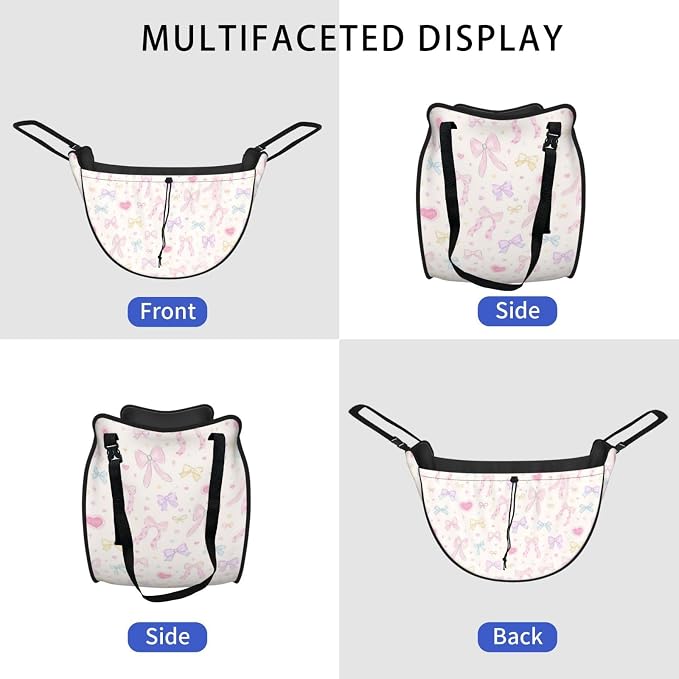 Pastel Bow Love Car Seat Organizer Backseat Storage Bag, Large Waterproof Vehicle Organizer With Adjustable Straps For Gear Essentials, Fits Most Cars