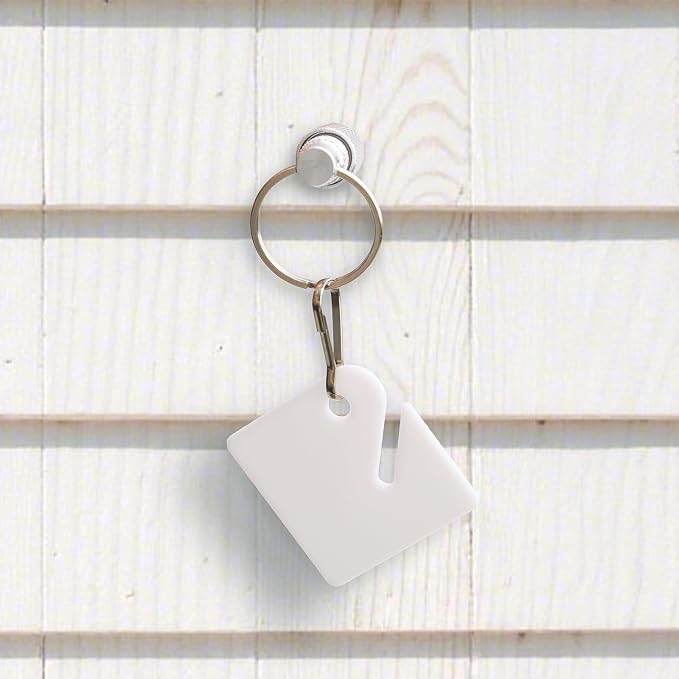 Writable Plastic Key Tags - 50 Pack Square Key Label Tags with Metal Rings 1.57×1.5 Inch Key Cabinet Organizer White Key Identification Tags for Office Home
