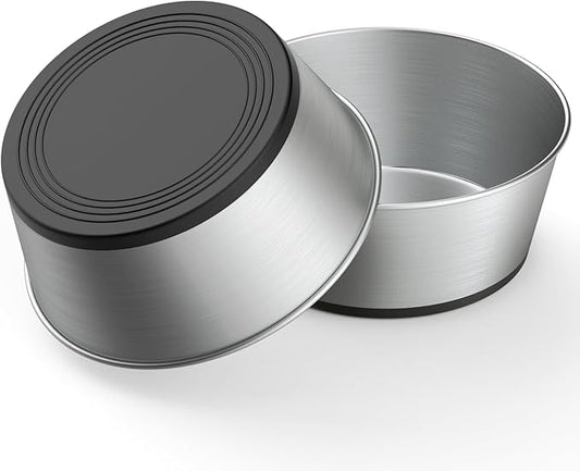 WROSWT 304 Stainless Steel Dog Bowls Set of 2, Anti Rust Metal & Non Slip Rubber Base, Heavy Duty Large Feeding Dishes, Food Grade BPA Free, Food and Water Bowl for Large Dogs (64oz, 8cup)