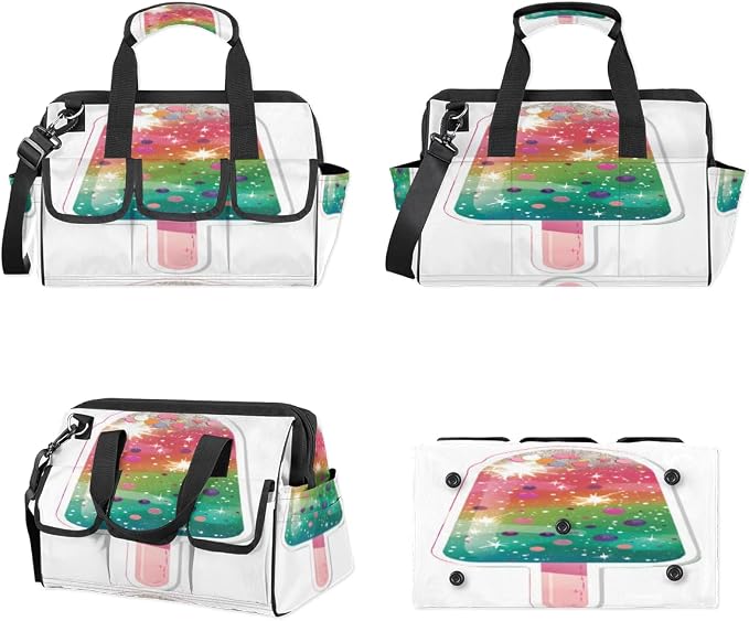 Ice Cream Heavy Duty Tool Bag 14.8 Inch Cute Ice Cream Portable Soft Tool Box Organizer Storage with Adjustable Shoulder Strap