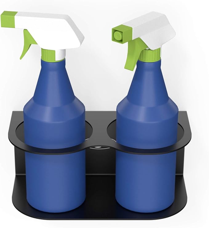 2 All-Purpose Spray Bottle Holder | Easy Install Wall Mount Hardware Included | Heavy-Duty Powder Coated Steel Storage Rack for Garage And Home | Craft Workspace Paint Bottle Organizer USA Made