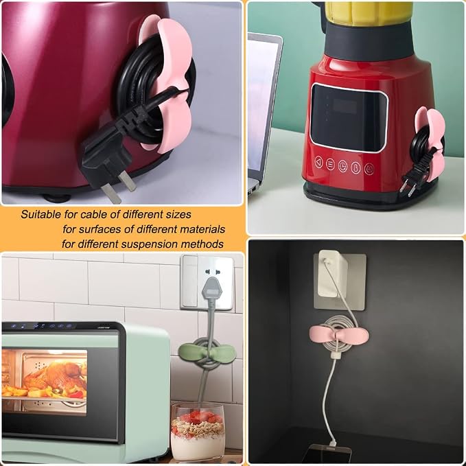 SisBroo Cord Organizer for Appliances, 4PCS Kitchen Appliance Cord Winder Cable Organizer, Cord Holder Cord Wrapper for Appliances Stick on Pressure Cooker, Mixer, Blender, Coffee Maker, Air Fryer