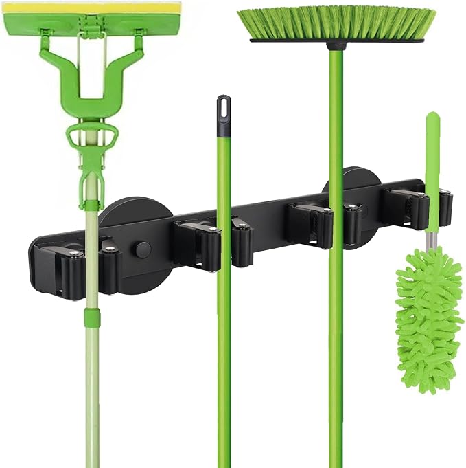 Strong Magnetic Mop Broom Holder | Heavy Duty, For Refrigerators, Magnet Wall Mount, Anti-slip Storage Rack, For Home Kitchen Workshop Laundry Garage