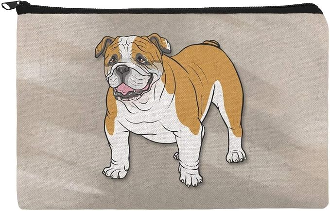 English Bulldog Pet Dog Pencil Pen Organizer Zipper Pouch Case