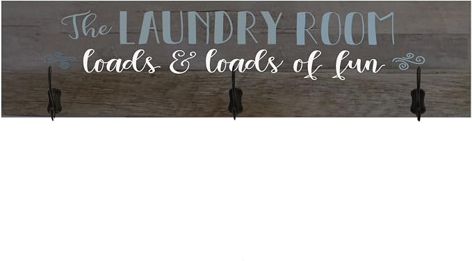 LifeSong MilestonesThe Laundry Room Wall Mounted Rack with 3 Hooks for Jackets, Hats, Scarves, Clothes,Towels with Inspirational Quote for Home,Cabin or Lake House (Barnwood)