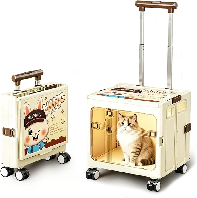 Foldable Rolling Shopping Trolley with Lid, Silent Wear-Resistant Wheels Storage Crate Box, Multifunctional Seatable Container for Grocery, Picnic, Travel, Office, Pet & Household Moving
