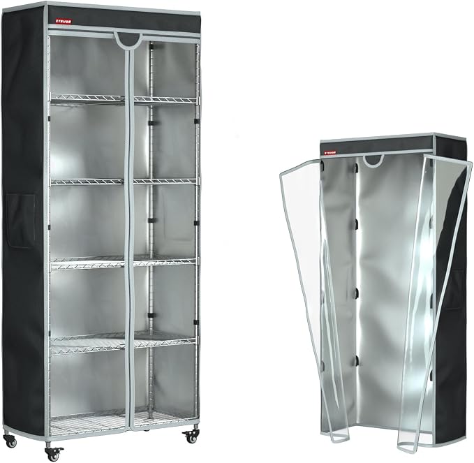 Dustproof Garment Rack & Shelf Cover, Fits 31.5"W x 15.7"D x 72"H | Clear PVC Front Shelving Cover for Clothing Storage, Home, Laundry or Basement (No Shelves)