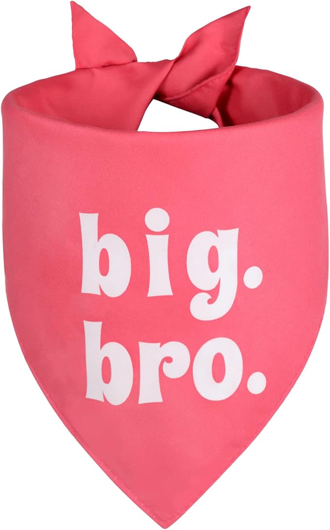 Big Brother Dog Bandana Pink Large 1PCS, Adjustable Triangle Scarf | Pregnancy Announecment, New Baby for Family.