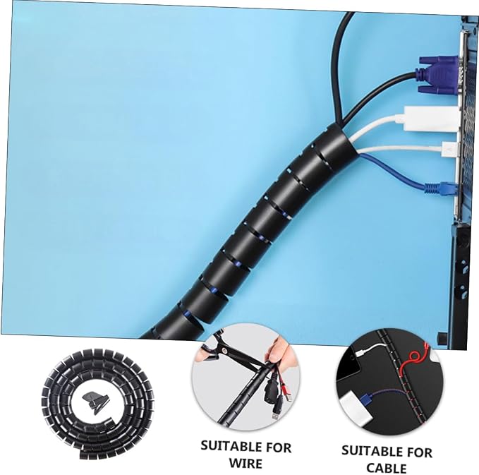 UKCOCO 1Set Spiral Cable Wrap Coiled Tube Sleeve for Wire Management Durable Cable Organizer with Thickness Pet Design Prevents Chewing Easy Installation Seamless