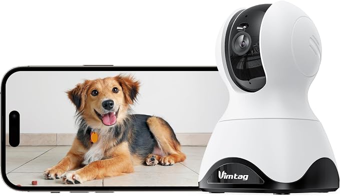 VIMTAG 2.5K 4MP Pan/Tilt Indoor Camera for Pet/Dog/Cat/Baby/Nanny/Home Security with Phone APP, Motion Tracking, Night Vision, 2-Way Audio, AI Detection, 5G/2.4GHz WiFi, Cloud & SD Card, Works w/Alexa