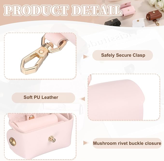 uxcell Dog Ring Bearer, Leather Wedding Pet Ring Pillow Jewelry Holder with Clasp Buckle Closure Portable Storage Organizer Mushroom Rivet Pouch for Wedding Engagement, Pink