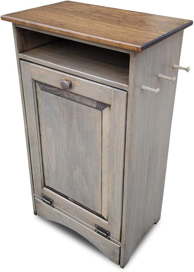Peaceful Classics Pet Feeder Station - Dog & Animal Food Storage Cabinet, Organizer - Holds 35 Lbs (Pewter)