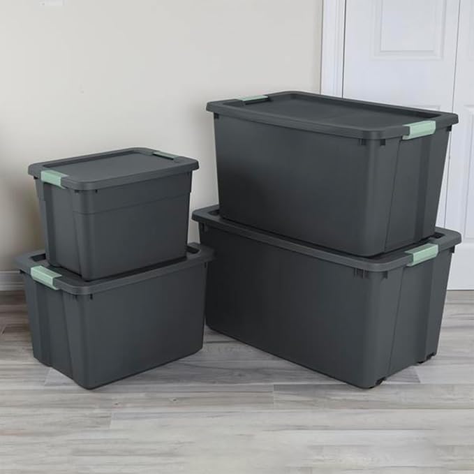 Sterilite Latch Tote Storage w/Lids for Home & Office, 12 Gallon, 12-Pack | Heavy-Duty and Stackable Plastic Containers with Latches for Closet, Cabinet, Bedroom, Bathroom and Dorm Room Organization