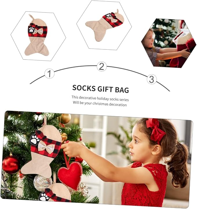 Gogogmee 1pc Christmas Pouch Storage Bag for Pets Festive Stockings Pouch Lovely Design Holiday Decoration for Christmas Parties and Home Decor