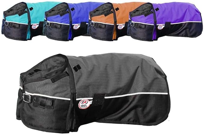Derby Originals Horse Tough 600D Ripstop Waterproof Reflective Winter Dog Coat 150g Medium Weight, Black, 13.5"