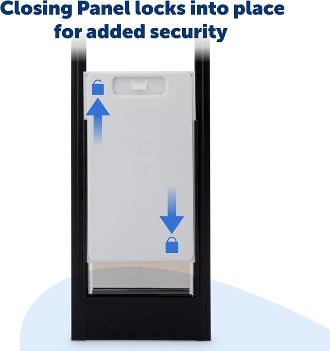 PetSafe Sliding Glass Pet Door, 1 Piece, Large Dogs to 100 lbs, Black | Adjustable Height 75 7/8 to 80 11/16 Inches, No-Cut DIY Install into Existing Track, Magnetic Flap, Durable Aluminum Frame