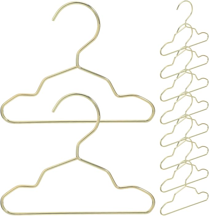 10PCS Small Pet Closet Hanger - Metal Clothing Hanger with Groove - Organizer for Dog Cat Wardrobe Doll Apparel Storage Nursery Kids Room Accessory 15cm/5.9''