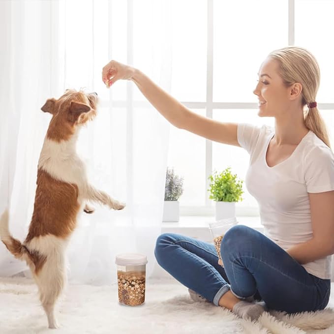 3 Pack Dog Treat Container, Small Airtight Cat Pet Treat Food Container Set | Reusable Plastic Dog Cat Treat Holder with Lid, Cute Pet Treat Cookie Food Storage Container Set for Dogs, Cats