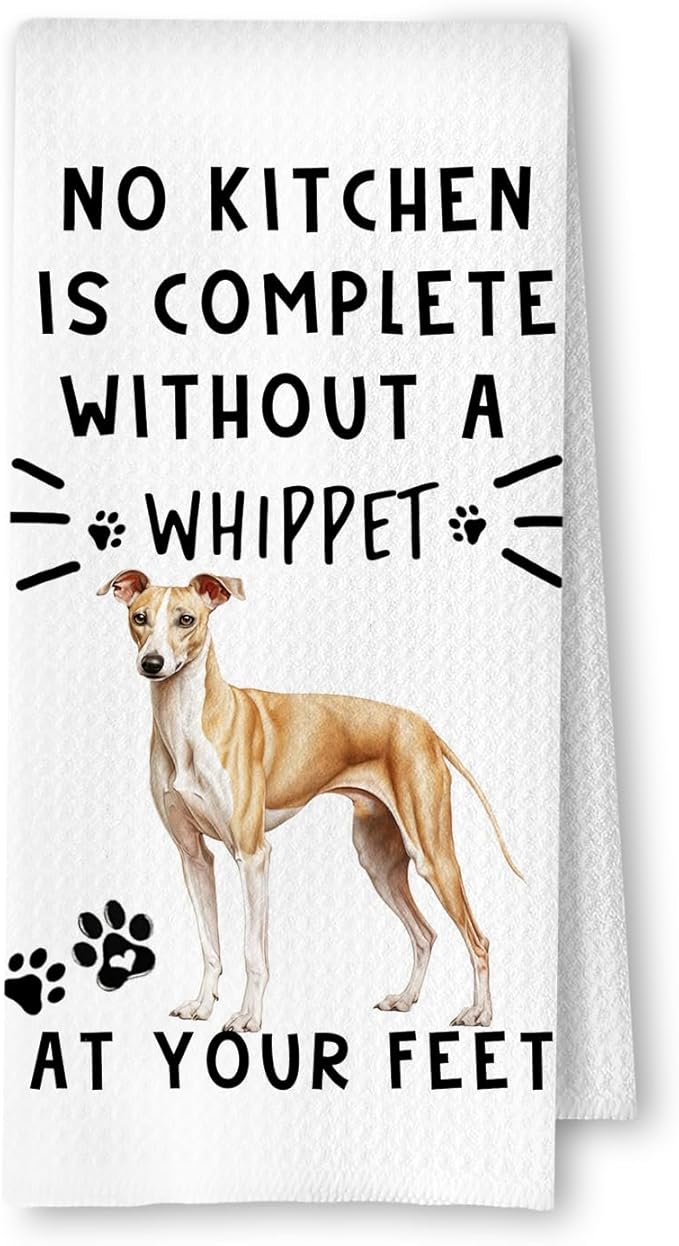 Whippet Funny Dog Kitchen Towels - A Kitchen is Not Complete Without A Whippet Waffle Weave Hand Towels for Home Bathroom Decorative,Dog Lovers Gift,16×24 Inch