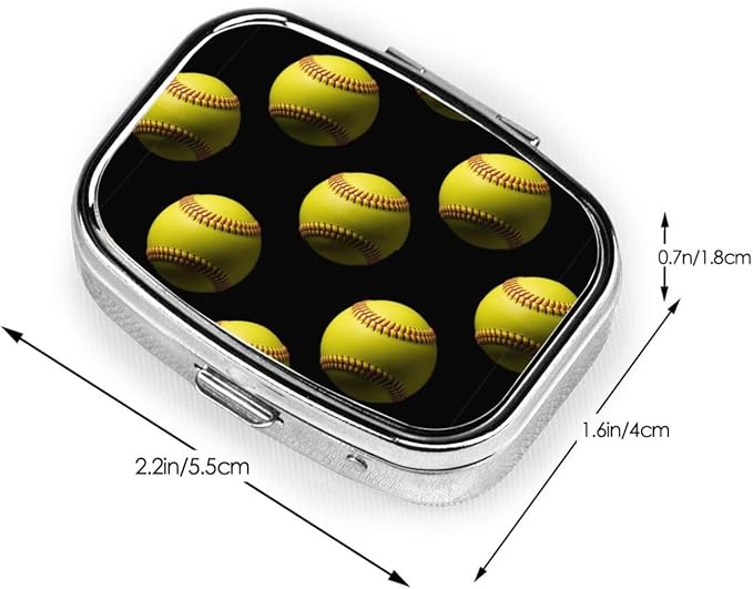 Custom Pill Box Engraved Medicine Organizer Personalized Gifts Pharmacist Nurse Retirement Present, Softball Black