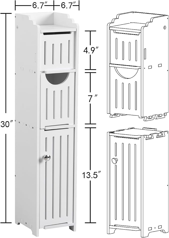 AOJEZOR Small Bathroom Storage Cabinet: No Drill for Narrow Space Renters