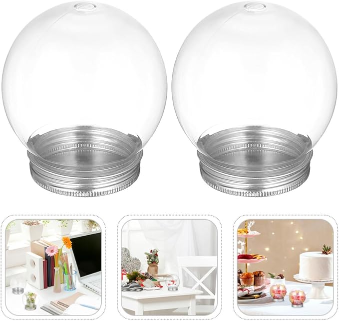 5pcs Plastic Snow Globe Candy Bottle with Lid 150ml Dome | Pet and Aluminum Build, Tight Seal, Reusable Craft Display for Holidays and Parties