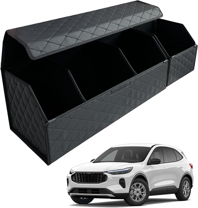 Car Trunk Organizer for For Ford Escape - Custom Fit,Easy Installation，Large Space Outdoor Trunk Organizer with Leather,Hook and Loop Fastener,4-Layer Cover,For Ford Escape 2020-2025