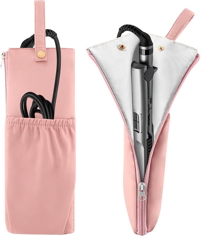 2-in-1 Hot Tools Travel Bag, Heat Resistant Holder & Mat for Hot Tools | Hair Straighteners Curling Iron Flat Iron Hair Tool & Hot Tools Bag