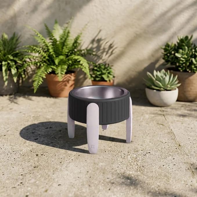 Pet Station Elevated Dog Bowl Stand for 6.8 in. Bowls - 3D Printed Dog Feeder - Adjustable Height Legs and Magnetic Fridge Mount Feeding Station - Made in USA (Black, Bowl + S and L Legs)