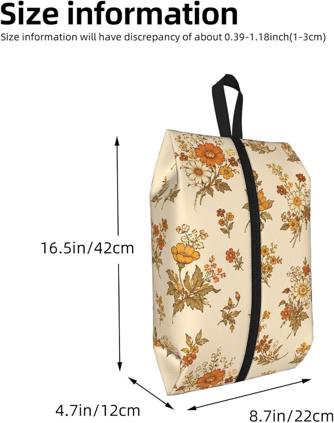 Vintage William Morris Style Floral Travel Shoe Bag for Men & Women, Waterproof Shoe Storage Organizer with Zipper, Portable Shoe Pouch for Sneakers, Heels, Sandals, Gym & Travel Luggage 2PCS
