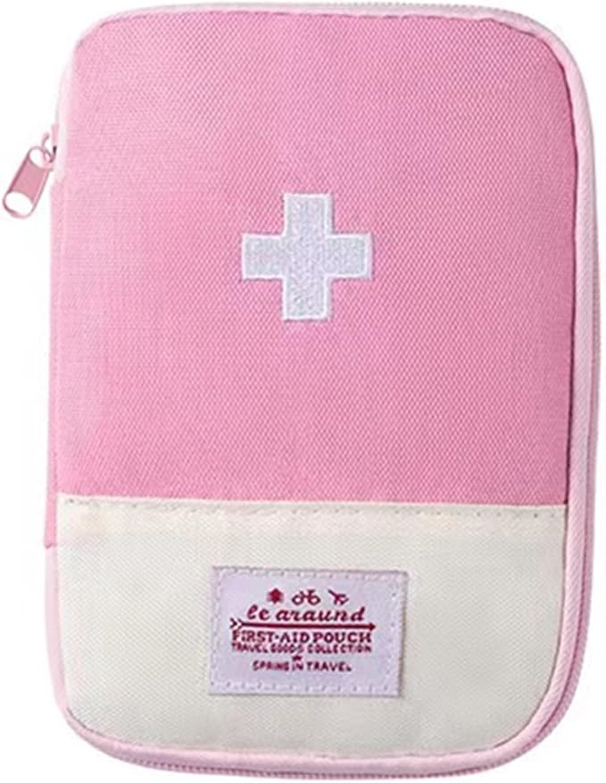 Red First Aid Bag Empty 1st Aid Bag Section Dividers Medical Travel Case Emergency First Responder Storage Compact Medicine Bag for Car Home Office Kitchen Sport Outdoors (Pink)