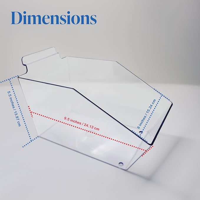 Clear Slatwall Bins, Medium Bin 6" L x 5.5" H x 9.5" D - 10 Pack