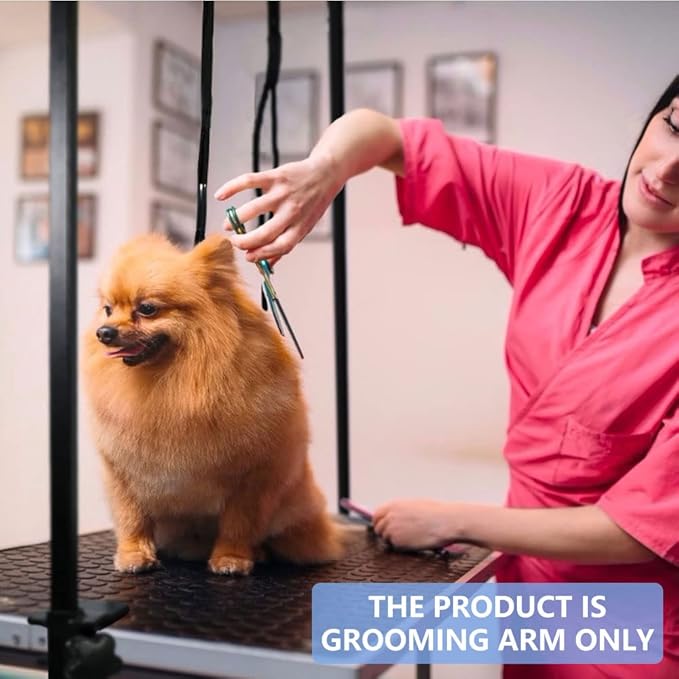 LEIBOU H-Shape Dog Grooming Arm Pet Supplies Grooming Table Arm with 3 Noose and Clamp Heavy Duty Aluminum Alloy Frame with 35.4” Adjustable Height and 36.2” ~ 50” Adjustable Width Dog Grooming Kit