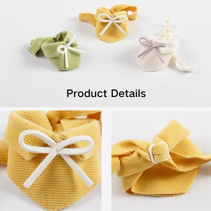 3PCS Adjustable Mini Pet Triangle Bandana, Soft Stretch Knit Bow Collar Decor Accessory with Slide Buckle, Cute Photo Outfit Prop for Small Bird, Hamster, Guinea Pig Tiny Pets