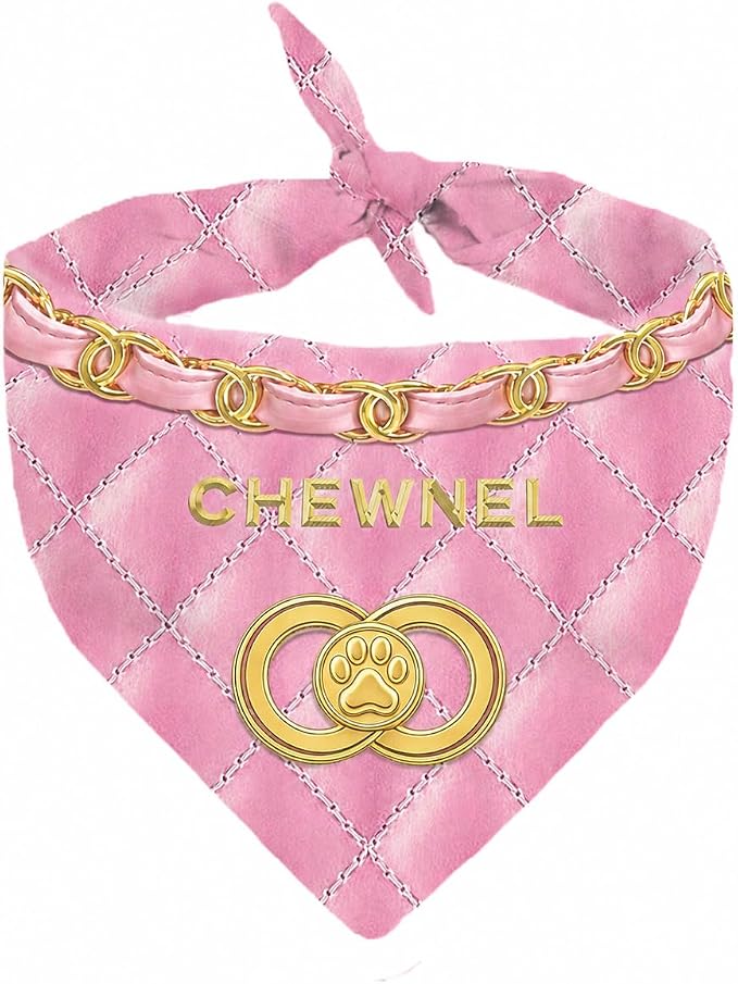 Dog Bandana Chewnel Bandana Designer Fashion Clothes Scarf kercheif for Small Medium and Large Dogs. Funny Parody Gift for Girl or boy Dog Soft Durable Fabric, Adjustable tie-on Style Triangle - Large