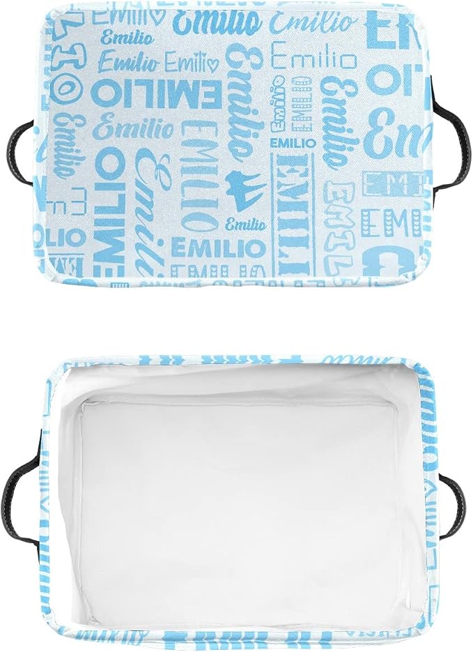 Personalized Toy Box Storage Bins for Boys Girls with Name, Kids Custom Storage Basket Cubes Organizer with Handles, Shelf Closet Storage Baskets Bin Customized Gift, 1 Pack