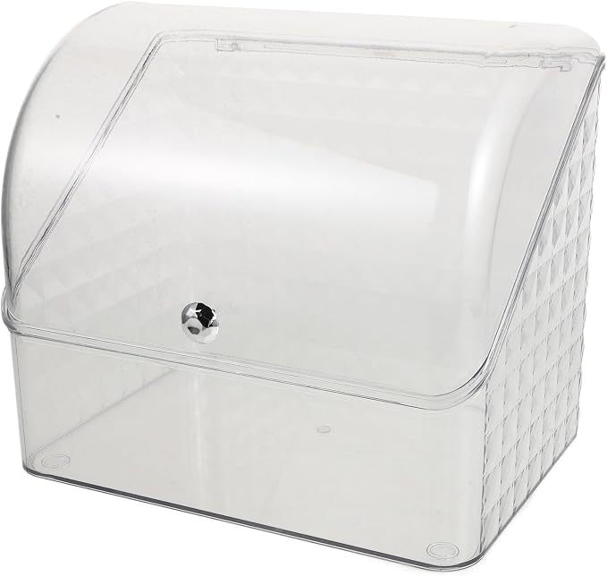 Cosmetic Organizer Box with Lid for Vanity Countertop | Pet and Pp Build, Spacious Categorization, Elegant Style, Versatile Storage for Skincare and Brushes