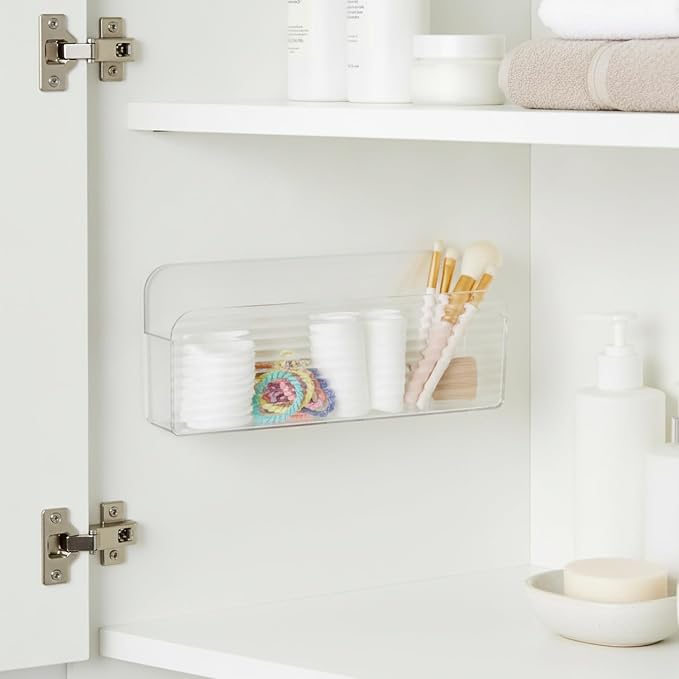 Wall-Mounted Medicine Cabinet Organizer, Clear PET Plastic Storage Box for Bathroom Vanity and Mirror Cabinet Interior (1 PC)