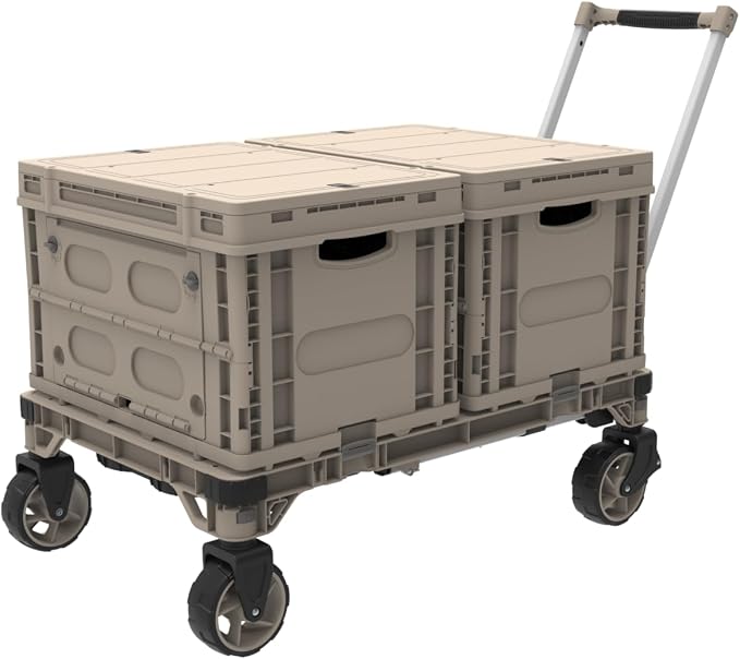 LEADALLWAY Locking Storage Baskets for 3-in-1 Folding Camping Cart – 63L Expandable Capacity, Secure Snap-On Lid, Quick-Access Side Panels – Fits Tents, Chairs & Doubles as Home Organization Bins