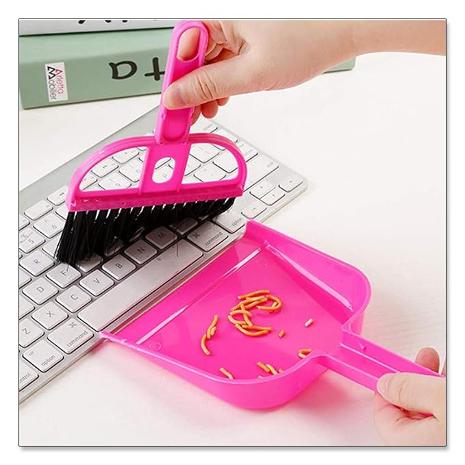 WishLotus Mini Dustpan and Brush Set, Portable Exquisite Pet Waste Cleaning Kit, Hamster Sand Scooper Cage Cleaning Tool for Small Pets Guinea Pigs Hedgehogs Hamsters Chinchillas Rabbits (Pink)