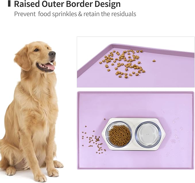 Silicone Dog Food Mat Waterproof Pet Feeding Tray for Medium and Large Dogs