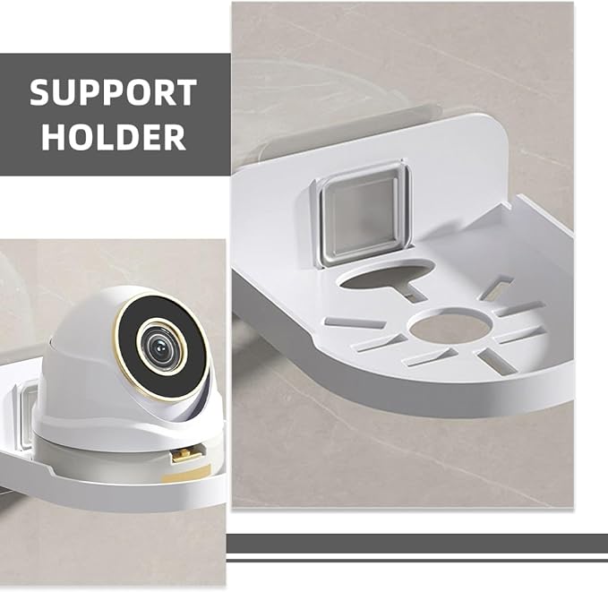 2pcs Wall Mount Security Camera Shelf Monitor Holder Small Floating Storage Rack White for Bathroom Kitchen Organization