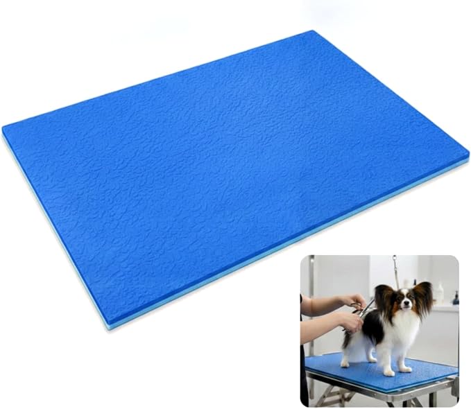 Nuanchu Dog Grooming Table Mat,36 x 24 x 0.2In,Non-Slip PVC Pad, Blue