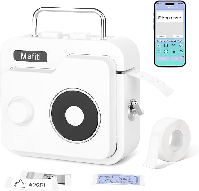 mafiti Label Maker Machine with Tape Bluetooth Wireless Label Printer Mini Label Makers Rechargeable Thermal Small Label Maker Easy to Use for Home Office School